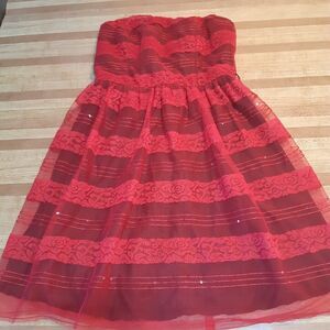 Womans Sleeveless Studio Y Red Midi Cocktail Tube Dress